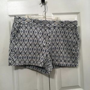 Ann Taylor Loft Shorts Blue/White Diamond Pattern